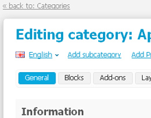 CS-Cart Administration panel - Editing category