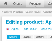 CS-Cart Administration panel - Editing product